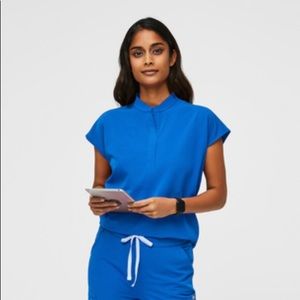 FIGS XS Royal blue Rafaela top.